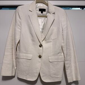 J Crew Women's Petite White Linen Blazer